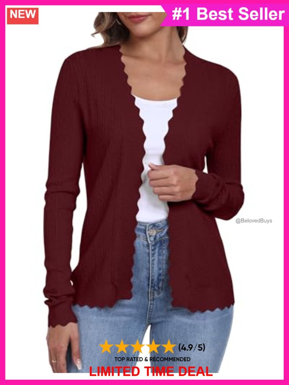 Crochet Knit Open Front Cardigan Long Sleeve Lightweight Summer Sweater